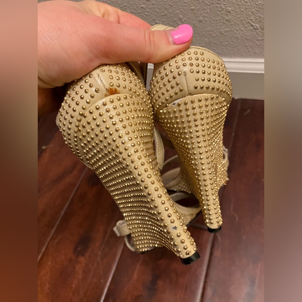 Burberry Nude Gold Rhinestone wedge heels shoes - Picture 10 of 11